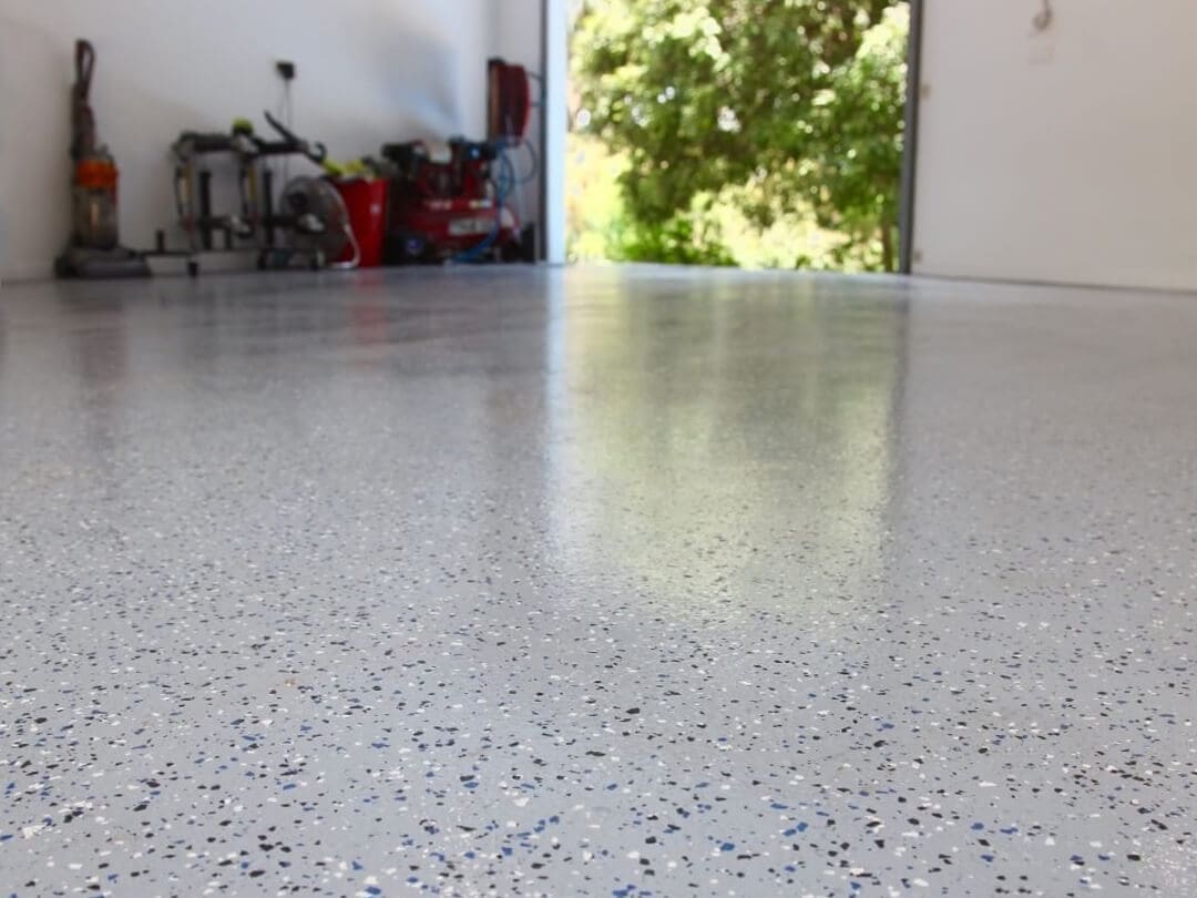 garage flake epoxy with blue flakes